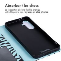 imoshion Étui de téléphone portefeuille Design Samsung Galaxy A36 - Black Blue Stripes