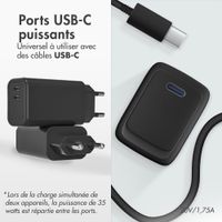 imoshion Adaptateur secteur 35 watts | Avec 2 ports USB-C - Noir