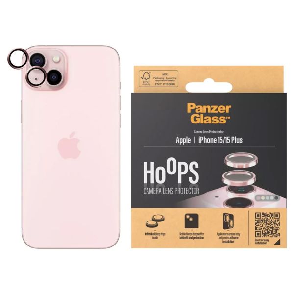 PanzerGlass Protection Caméra Hoop Optic Rings iPhone 15 / 15 Plus - Pink