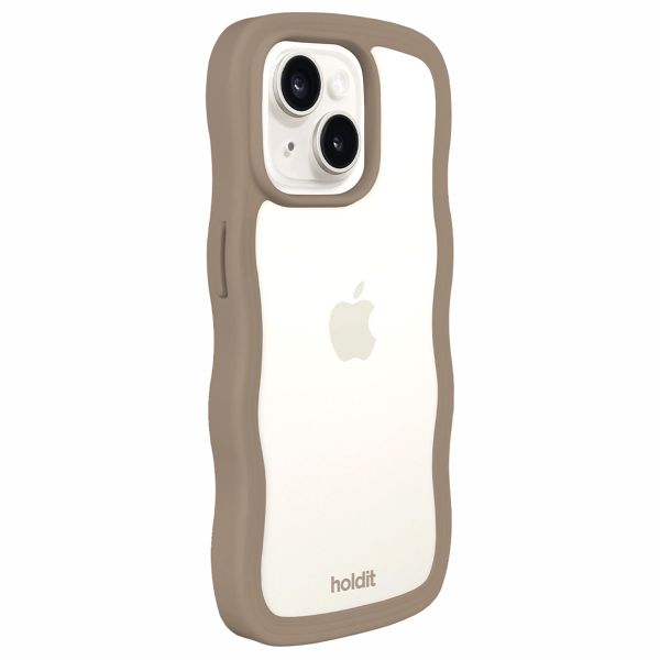 Holdit Coque Wavy Apple iPhone 13/14/15/16e - Mocha Brown / Transparent