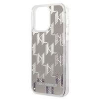 Karl Lagerfeld Coque arrière Liquid Glitter Monogram iPhone 14 Pro Max - Argent