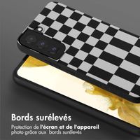 Selencia ﻿Coque design en silicone avec cordon amovible Samsung Galaxy S22 - Irregular Check Black