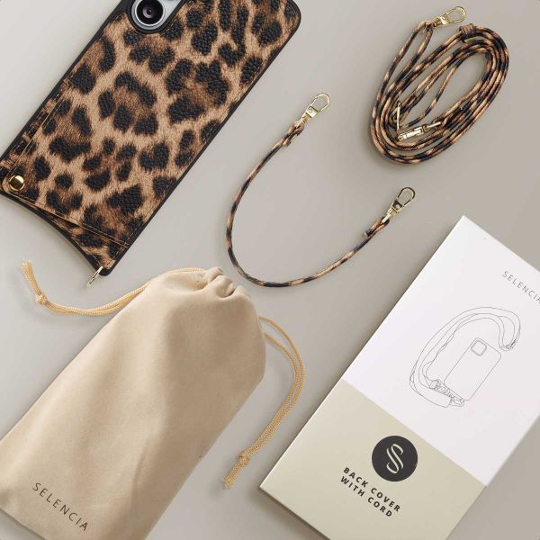 Selencia Coque de télephone Nova avec cordon et porte-cartes Samsung Galaxy S25 FE - Leopard