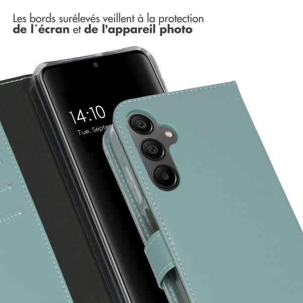 Selencia Étui portefeuille en cuir véritable Samsung Galaxy A15 (5G/4G) - Air Blue