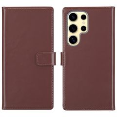Selencia Étui portefeuille en cuir véritable Samsung Galaxy S25 Ultra - Marron foncé