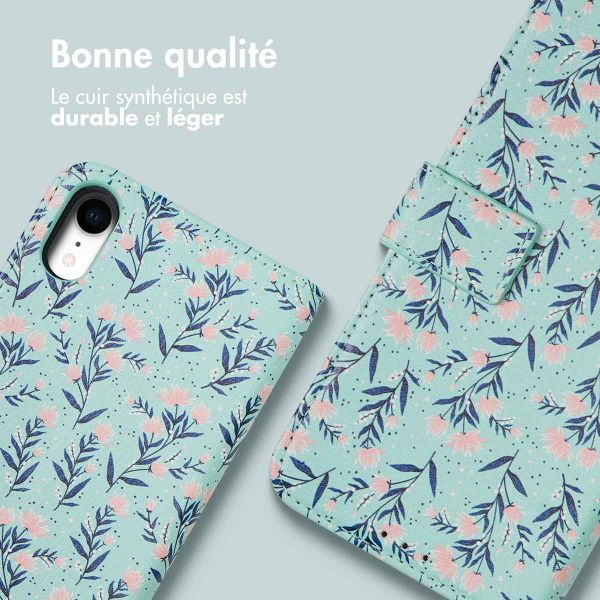 imoshion Étui de télephone portefeuille Design Apple iPhone Xr - Blue Flowers