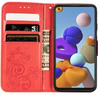 Etui de téléphone Fleurs de Trèfle Galaxy A21s - Rouge