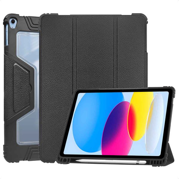 Accezz Coque tablette Rugged Trifold Apple iPad 11 (2025) 11 pouces A16 / iPad 10 (2022) 10.9 pouces - Noir