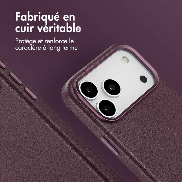 Accezz Coque arrière en cuir avec MagSafe Apple iPhone 17 Pro Max - Heath Purple