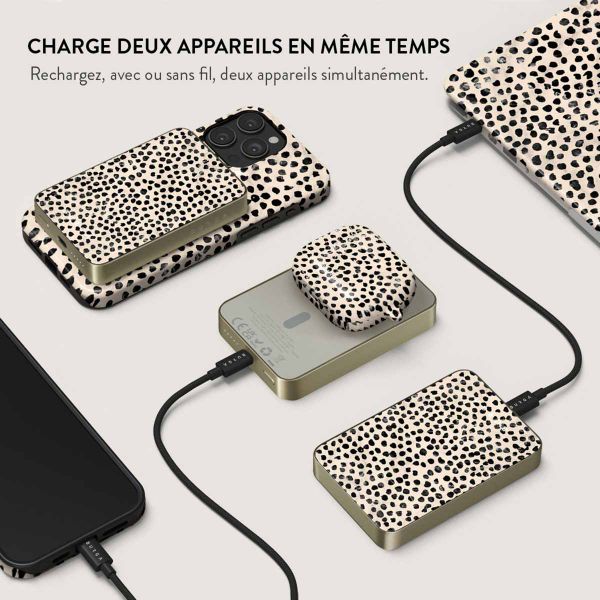 Burga Powerbank magnétique 5 000 mAh - MagSafe et Qi2 - Latte aux amandes / Or