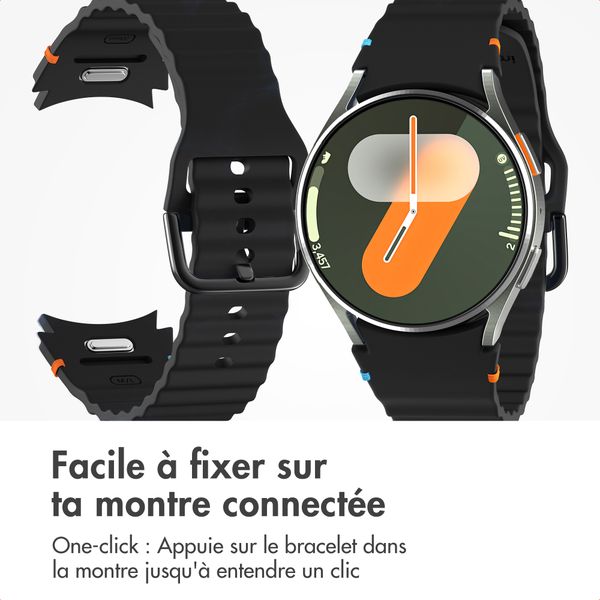 imoshion Bracelet Wave en silicone Samsung Galaxy Watch 4 / 5 / 6 / 7 / FE (20 mm) - Noir