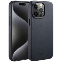 Accezz Coque arrière en cuir avec MagSafe iPhone 15 Pro Max - Onyx Black