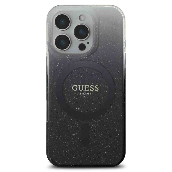 Guess Coque MagSafe IML Glitter Gradient iPhone 16 Pro Max - Black