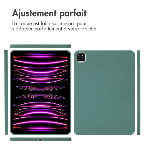 Accezz Coque Liquid Silicone avec porte-stylet Apple iPad Pro 11 (2022 / 2021 / 2020 / 2018) - Vert foncé