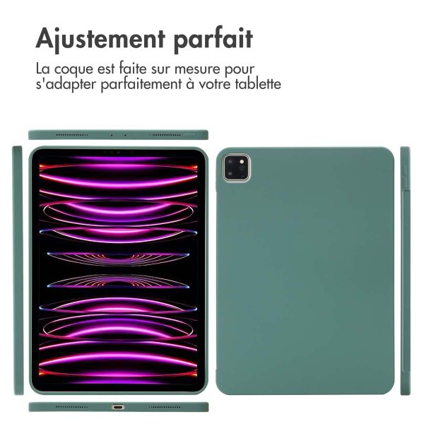 Accezz Coque Liquid Silicone avec porte-stylet iPad Pro 11 (2018/2020/2021/2022) - Vert foncé