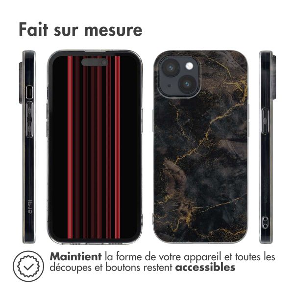 imoshion Coque Design Apple iPhone 15 - Black Marble Transparent