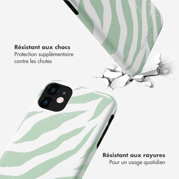 Selencia Coque arrière Vivid Apple iPhone 11 - Colorful Zebra Sage Green
