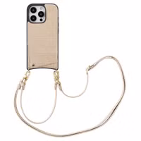Selencia Coque de télephone Nova Croco avec cordon et porte-cartes Apple iPhone 16 Pro - Beige