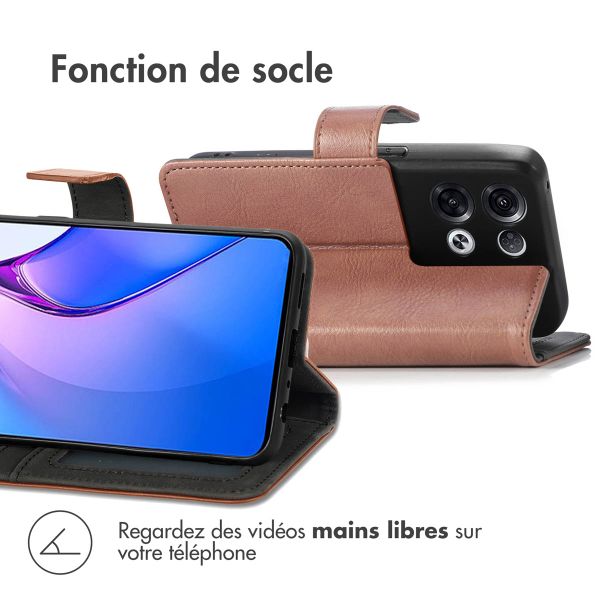 imoshion Étui de téléphone portefeuille Luxe Oppo Reno 8 Pro 5G - Brun