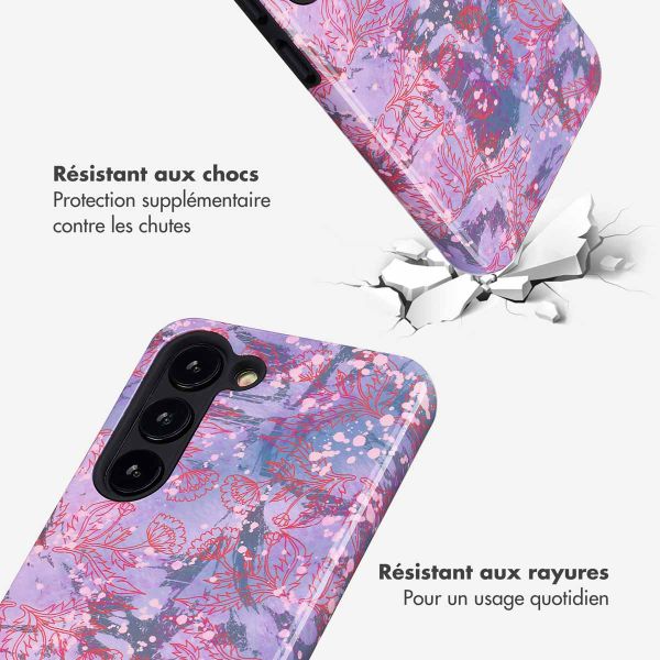 Selencia Coque arrière Vivid Samsung Galaxy S23 - Fresh Paint Flower Orange