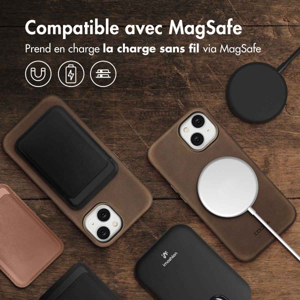 Accezz Coque MagSafe en cuir vintage Apple iPhone 14 - Rustic Brown