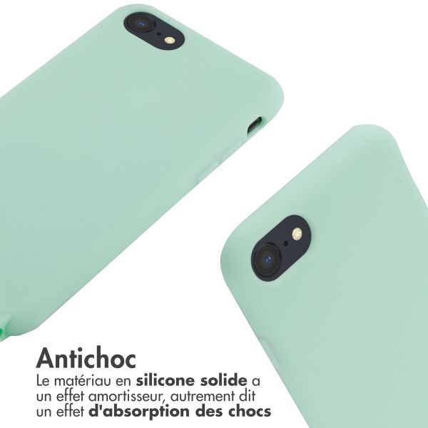 imoshion Coque en silicone avec cordon Apple iPhone SE (2022 / 2020) / 8 / 7 - Vert menthe