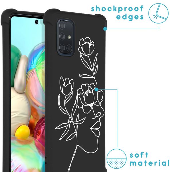 imoshion Coque Design avec cordon Samsung Galaxy A71 - Woman Flower Black