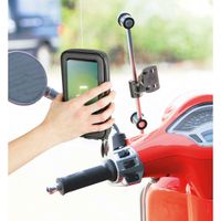 Lampa Support de téléphone scooter - Résistant aux éclaboussures - Fixation posurur rétroviseur et pare-brise - Noir 