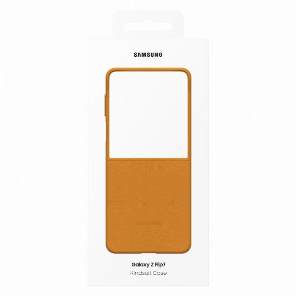 Samsung Original Coque KindSuit en Cuir Végan Samsung Galaxy Z Flip 7 - Camel