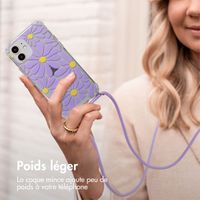 imoshion Coque Design avec cordon Apple iPhone 12 (Pro) - Tropical Violet Flowers Connect