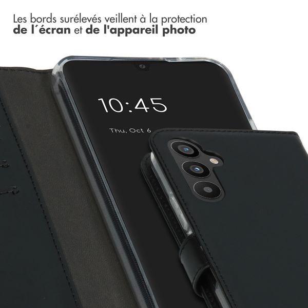Selencia Étui portefeuille en cuir véritable Samsung Galaxy A34 (5G) - Noir