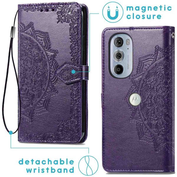 imoshion Etui de téléphone portefeuille Mandala Motorola Edge 30 Pro / Edge Plus (2022) - Violet