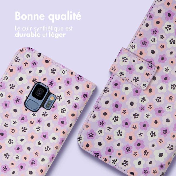 imoshion Étui de télephone portefeuille Design Samsung Galaxy S9 - Purple Flowers