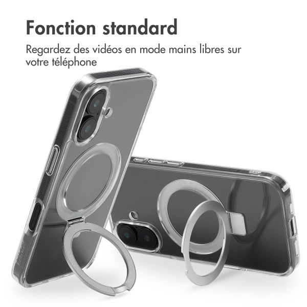 Accezz Coque Ring Stand avec MagSafe iPhone 16 - Transparent