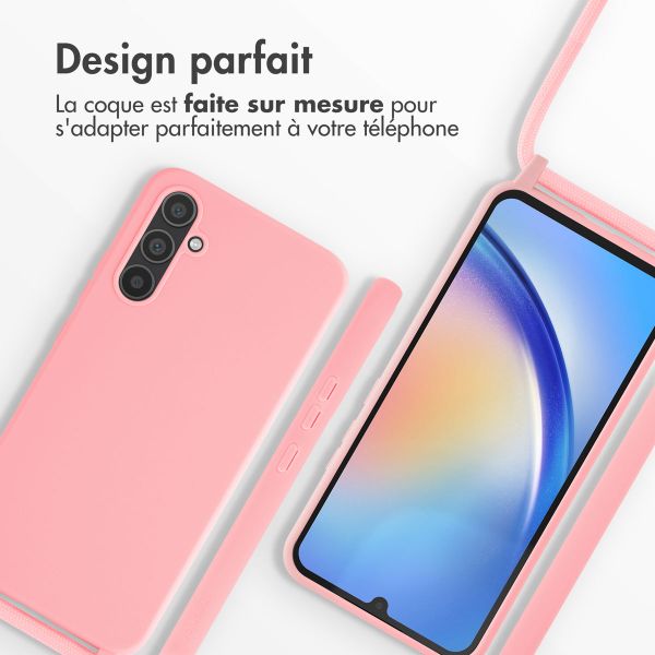 imoshion Coque en silicone avec cordon Samsung Galaxy A34 (5G) - Rose