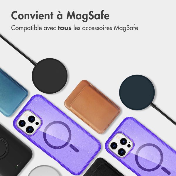 imoshion Coque Pailletée avec MagSafe Apple iPhone 16 Pro Max - Paillettes Violet