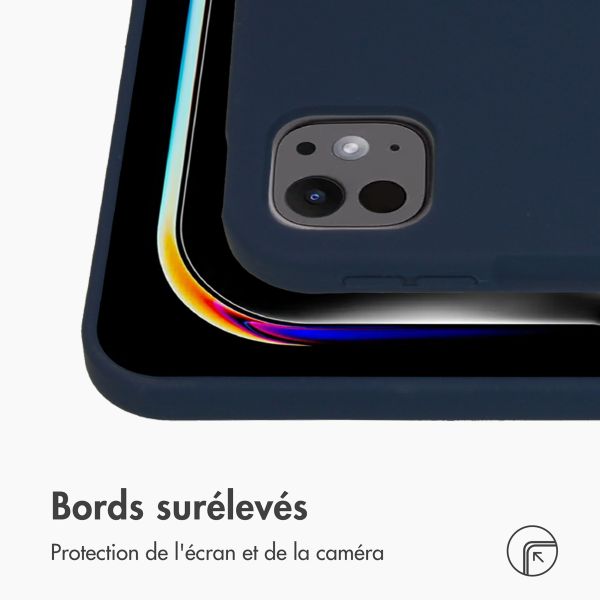 Accezz Coque Liquid Silicone avec porte-stylet Apple iPad Pro 11 (2025) M5 / (2024) M4 - Bleu foncé