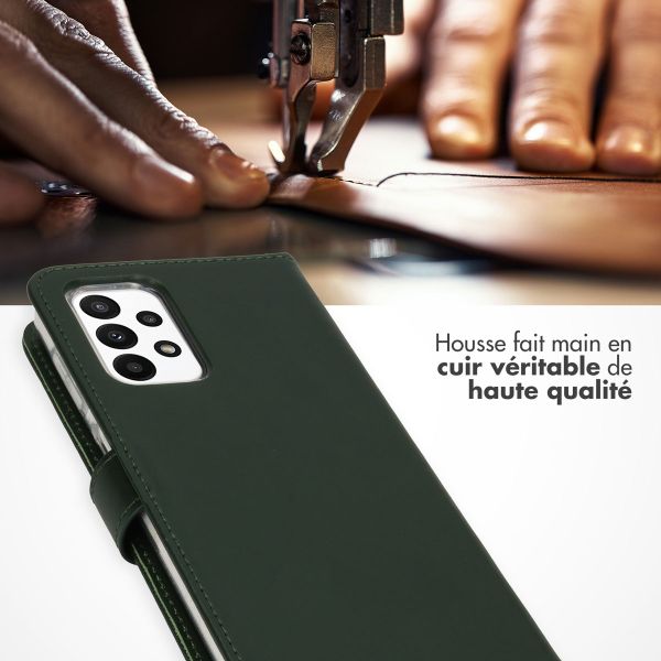 Selencia Étui portefeuille en cuir véritable Samsung Galaxy A23 (5G) - Vert