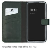 Selencia Étui portefeuille en cuir véritable Samsung Galaxy A34 (5G) - Vert