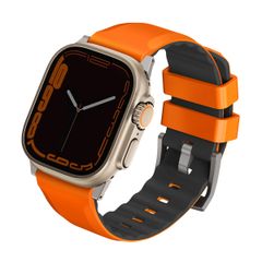 Uniq Bracelet Linus en silicone AiroSoft™ Apple Watch Series 1 á 10 / SE / Ultra (2) (44/45/46/49 mm) - Orange Volt