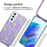 imoshion Coque Design avec cordon Samsung Galaxy S21 FE - Tropical Violet Flowers Connect