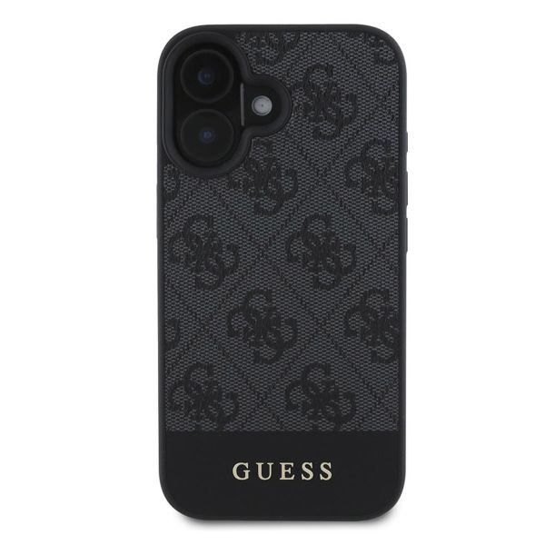 Guess Coque arrière Bottom Stripe 4G iPhone 16 - Gris