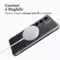 imoshion Coque arrière transparente Pailletée avec MagSafe Samsung Galaxy S25 - Argent
