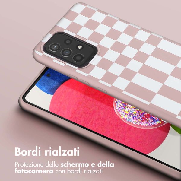 Selencia Coque design en silicone avec cordon amovible Samsung Galaxy A53 - Irregular Check Sand Pink