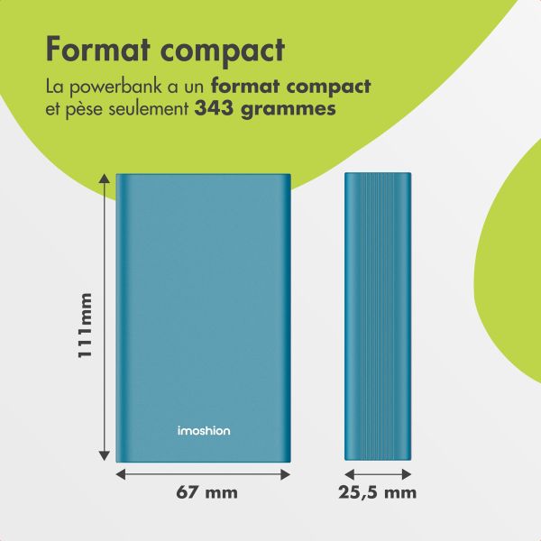 imoshion Ultra Series Aluminium | Batterie externe 20.000 mAh - Charge rapide jusqu'à 33 watts - Vert Petrol 