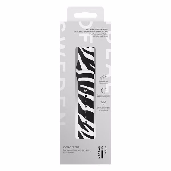 iDeal of Sweden Bracelet montre entrée de gamme Apple Watch Series 1 - 9 / SE (38/40/41 mm) | Series 10 / 11 (42 mm) - Taille S/M - Iconic Zebra