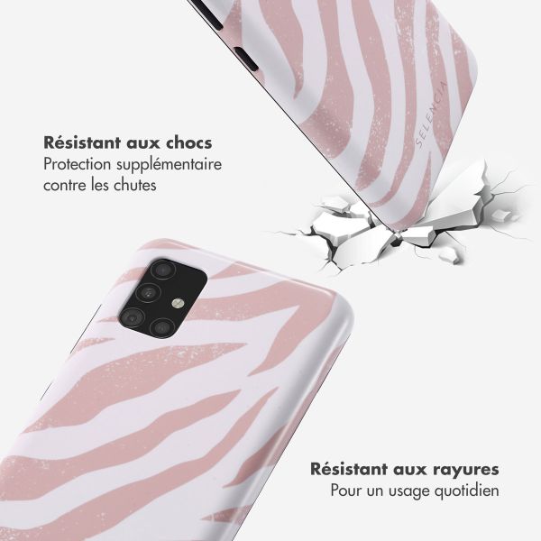 Selencia Coque arrière Vivid Tough Samsung Galaxy A51 - Colorful Zebra Old Pink