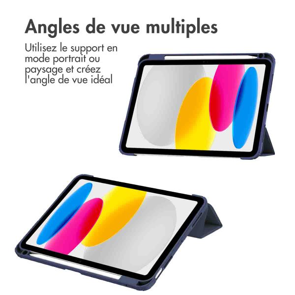 imoshion Coque tablette rigide Trifold Apple iPad 11 (2025) 11 pouces A16 / iPad 10 (2022) 10.9 pouces - Bleu foncé