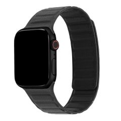 Accezz Bracelet en cuir véritable magnétique Apple Watch | 44/45/46/49 mm - Noir