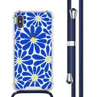 imoshion Coque Design avec cordon iPhone Xs / X - Cobalt Blue Flowers Connect